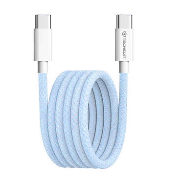 Töltő és adat 60W USB-C - USB-C káfehér Techsuit "PCB114D" - 1m - blue