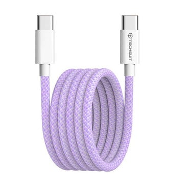 Töltő és adatátviteli 60W USB-C - USB-C káfehér Techsuit "PCB114D" - 1m - purple