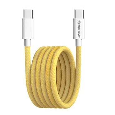 Töltő- és adatátviteli 60W USB-C - USB-C káfehér Techsuit "PCB114D" - 1m - yellow