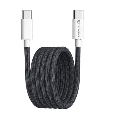Töltő- és adatátviteli 60W USB-C - USB-C káfehér Techsuit "PCB114D" - 1m - black