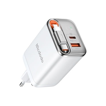 Fali 67W töltő Mcdodo "FreeGo Series (CH-4103)" kihúzható USB-C kábellel és digitális kijelzővel - white