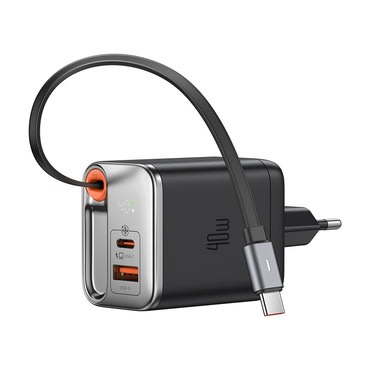 Fali 40W töltő Mcdodo "FreeGo Series (CH-4281)" kihúzható USB-C kábellel és digitális kijelzővel - black