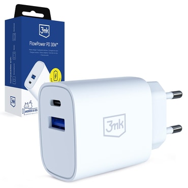 Fali 30W töltő 3mk "GaN" USB és USB-C, PD 3.0, QC4 - white