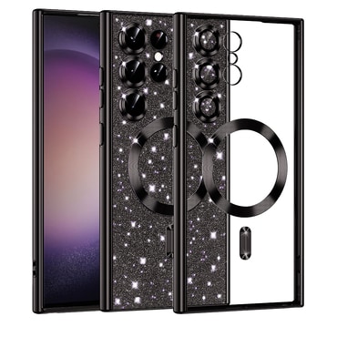 Techsuit "Luxury Glitter MagSafe" TPU gél tok Samsung Galaxy S23 Ultra készülékhez - black