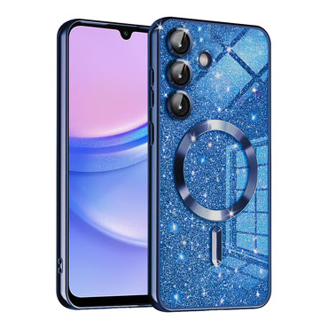 Techsuit "Luxury Glitter MagSafe" TPU gél tok Samsung Galaxy A15 készülékhez - deep blue