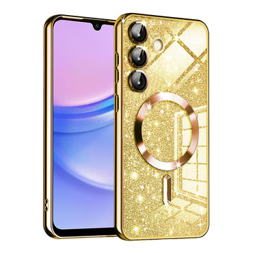 Techsuit "Luxury Glitter MagSafe" TPU gél tok Samsung Galaxy A15 készülékhez - gold