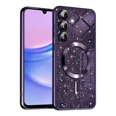 Techsuit "Luxury Glitter MagSafe" TPU gél tok Samsung Galaxy A15 készülékhez - deep purple