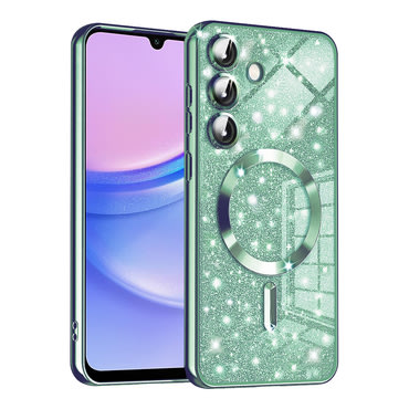 Techsuit "Luxury Glitter MagSafe" TPU gél tok Samsung Galaxy A15 készülékhez - light green