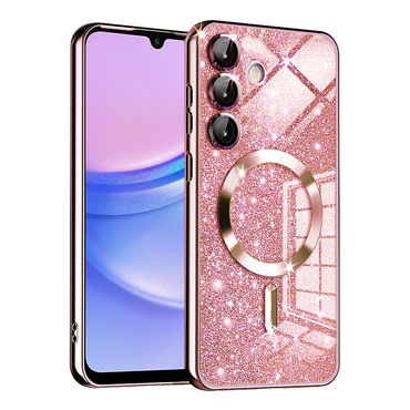 Techsuit "Luxury Glitter MagSafe" TPU gél tok Samsung Galaxy A15 készülékhez - rose gold