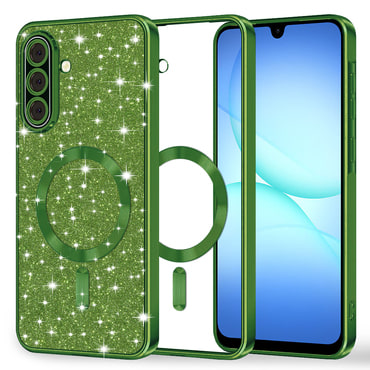 Techsuit "Luxury Glitter MagSafe" TPU gél tok Samsung Galaxy A17 4G / A17 5G készülékhez - deep green