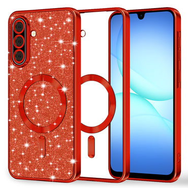 Techsuit "Luxury Glitter MagSafe" TPU gél tok Samsung Galaxy A17 4G / A17 5G készülékhez - red