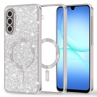 Techsuit "Luxury Glitter MagSafe" TPU gél tok Samsung Galaxy A17 4G / A17 5G készülékhez - silver