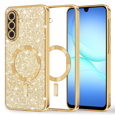 Techsuit "Luxury Glitter MagSafe" TPU gél tok Samsung Galaxy A17 4G / A17 5G készülékhez - gold