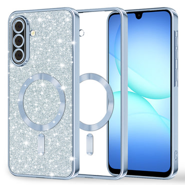 Techsuit "Luxury Glitter MagSafe" TPU gél tok Samsung Galaxy A17 4G / A17 5G készülékhez - light blue