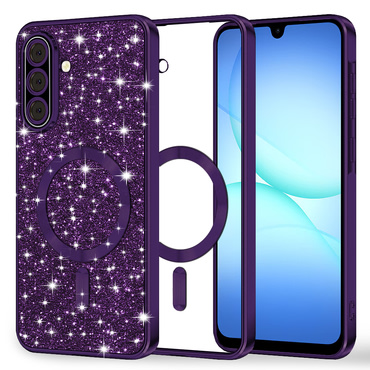 Techsuit "Luxury Glitter MagSafe" TPU gél tok Samsung Galaxy A17 4G / A17 5G készülékhez - deep purple