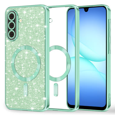 Techsuit "Luxury Glitter MagSafe" TPU gél tok Samsung Galaxy A17 4G / A17 5G készülékhez - light green