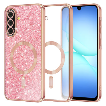 Techsuit "Luxury Glitter MagSafe" TPU gél tok Samsung Galaxy A17 4G / A17 5G készülékhez - rose gold