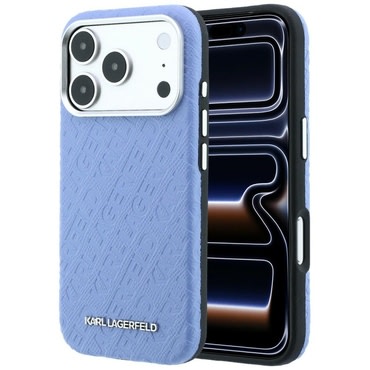 Tok Karl Lagerfeld "Grained Leather Metal Logo MagSafe" iPhone 17 Pro / 18 Pro / 18 Pro Max készülékhez - blue