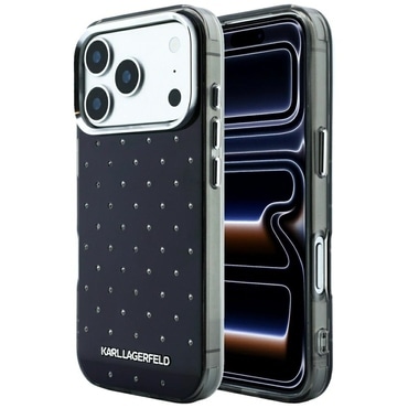 Tok Karl Lagerfeld "IML Rhinestones and Electroplated Logo" iPhone 17 Pro Max / 18 Pro Max / 18 Pro készülékhez - black