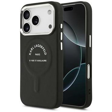 Tok Karl Lagerfeld "HC MagSafe Leather EMB. Ring with Karl RSG Logo" iPhone 17 Pro / 18 Pro készülékhez - black