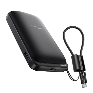 65W Lisen "Qi2 P604" 10000mAh power bank USB-C kábellel - black