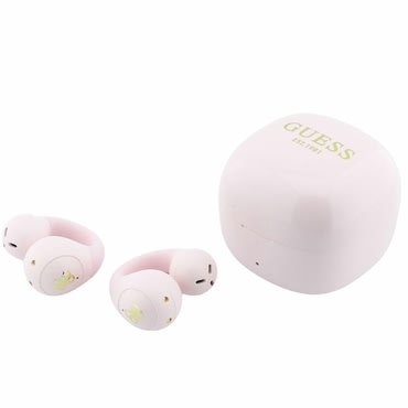 Bluetooth fülhallgató Guess "Mini Classic" BT 5.4 nyitott dizájnnal és sportos stílussal - pink
