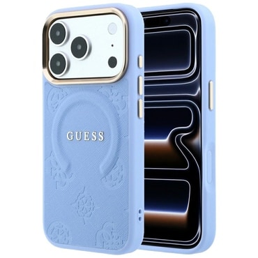 Tok Guess "Saffiano Peony and Ring MagSafe" iPhone 17 Pro / 18 Pro készülékhez - light blue