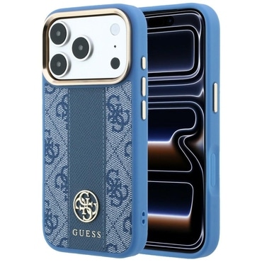 Tok Guess "Leather 4G Stripe Round Classic Logo MagSafe" iPhone 17 Pro / 18 Pro készülékhez - blue