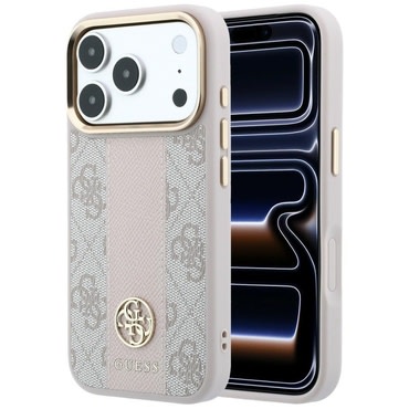 Tok Guess "Leather 4G Stripe Round Classic Logo MagSafe" iPhone 17 Pro / 18 Pro készülékhez - pink