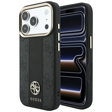 Tok Guess "Leather 4G Stripe Round Classic Logo MagSafe" iPhone 17 Pro Max / 18 Pro Max készülékhez - black