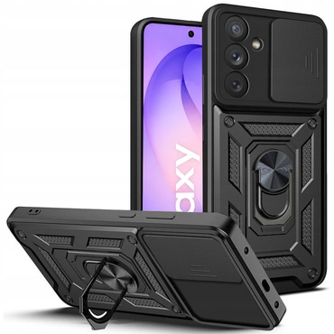 Strapabíró tok "MaX-Armor" gyűrűvel, fém lappal és hátsó kamera védelemmel Samsung Galaxy S25 FE / S26 FE készülékekhez - black