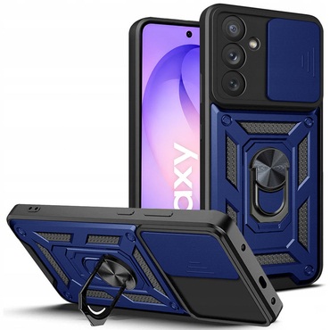 Strapabíró tok "MaX-Armor" gyűrűvel, fém lappal és hátsó kamera védelemmel Samsung Galaxy S25 FE / S26 FE készülékekhez - blue