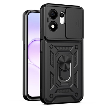Strapabíró tok "MaX-Armor" gyűrűvel, fém lappal és hátsó kamera védelemmel Honor 600 Smart készülékekhez - black