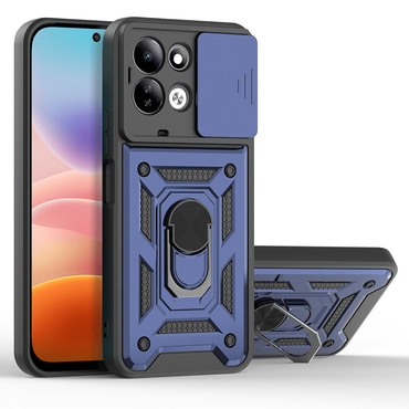 Strapabíró tok "MaX-Armor" gyűrűvel, fém lappal és hátsó kamera védelemmel Xiaomi Redmi 17 4G / 5G készülékekhez - blue