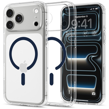 Tok Spigen "Ultra Hybrid Mag" iPhone 17 Pro / 18 Pro készülékekhez - clear / deep blue