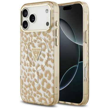 Tok Guess "Leopard Glitter Triangle Logo MagSafe" iPhone 17 Pro Max / 18 Pro Max / 18 Pro készülékhez - brown