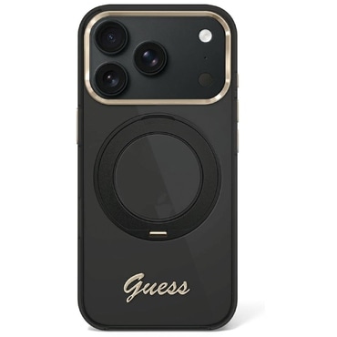 Prémium tok Guess "Ring Stand Script Metal Logo MagSafe" iPhone 17 Pro Max / 18 Pro Max / 18 Pro készülékhez - black