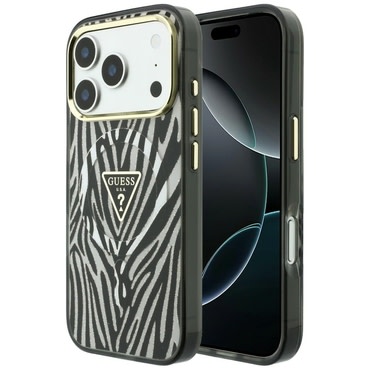 Tok Guess "Leopard Glitter Triangle Logo MagSafe" iPhone 17 Pro Max / 18 Pro Max / 18 Pro készülékhez - silver