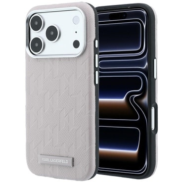 Prémium tok Karl Lagerfeld "Grained Leather Mono Resin Logo MagSafe" iPhone 17 Pro Max / 18 Pro Max / 18 Pro készülékhez - pink