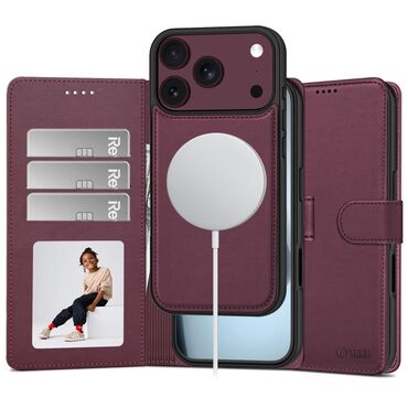 Prémium tok Tech-Protect "Wallet MagSafe" iPhone 17 Pro Max / 18 Pro Max készülékhez - mulberry