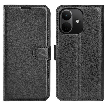 Nyitható tok "Litchi" Xiaomi Redmi Note 17 Pro 5G készülékekhez - fekete