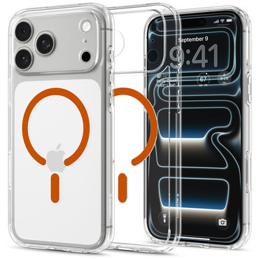 Tok Spigen "Ultra Hybrid Mag" iPhone 17 Pro Max / 18 Pro Max készülékekhez - clear / orange