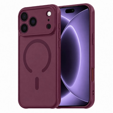 Hibrid tok "HaloFrost II MagSafe" iPhone 17 Pro / 18 Pro készülékhez - dark cherry