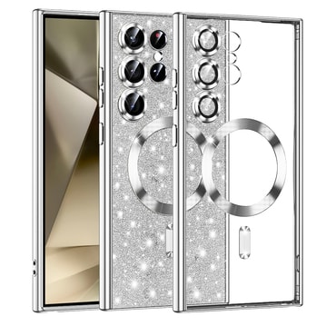 Techsuit "Luxury Glitter MagSafe" TPU gél tok Samsung Galaxy S24 Ultra készülékhez - silver