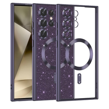 Techsuit "Luxury Glitter MagSafe" TPU gél tok Samsung Galaxy S24 Ultra készülékhez - deep purple
