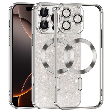 Techsuit "Luxury Glitter MagSafe" TPU gél tok iPhone 16 Pro készülékhez - silver