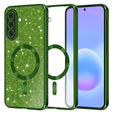 Techsuit "Luxury Glitter MagSafe" TPU gél tok Samsung Galaxy A57 készülékhez - deep green