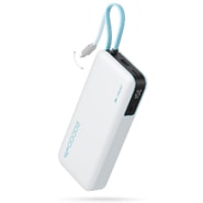 Power bank Cuktech "LPB200N" 20000mAh 45W beépített USB-C és Lightning kábellel, LED kijelző - white