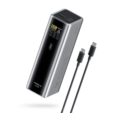 Power bank Cuktech "PB200U" 20000mAh 210W, 1.3" TFT kijelzővel, USB-C kábellel - gray