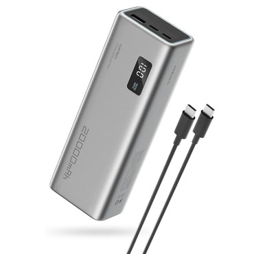 Power bank Cuktech "PB200P" 20000mAh 150W USB-C kábellel és kijelzővel - gray